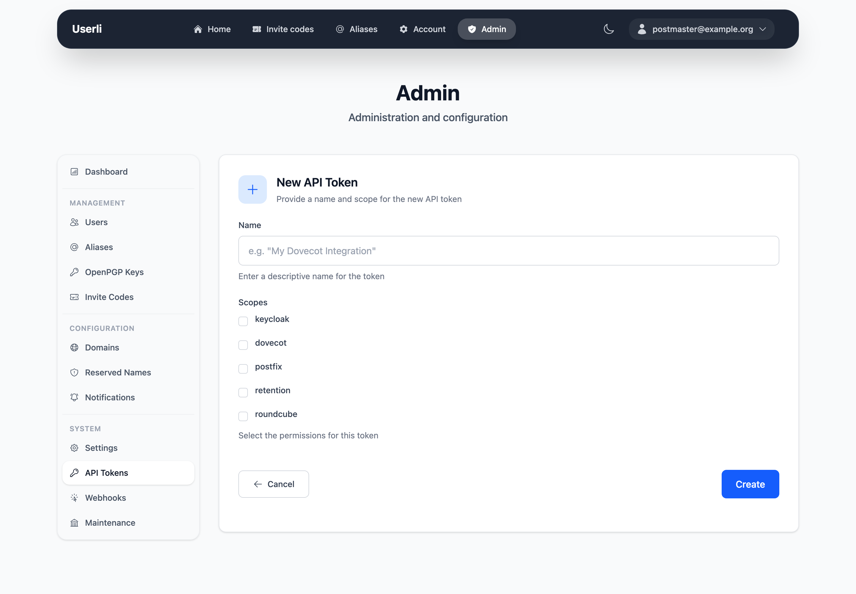 Create an API token
