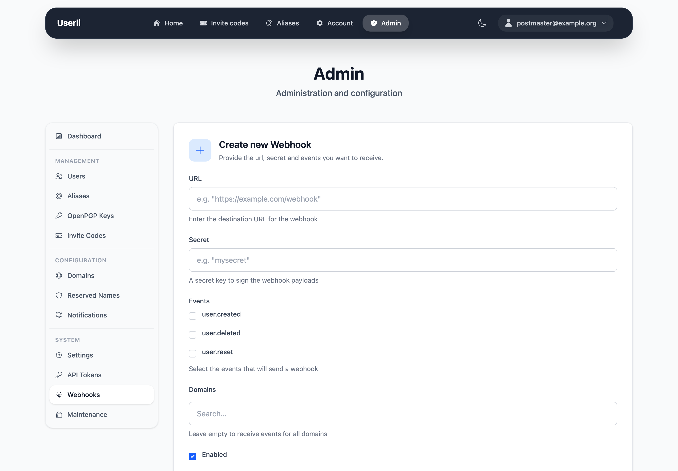 Create a webhook