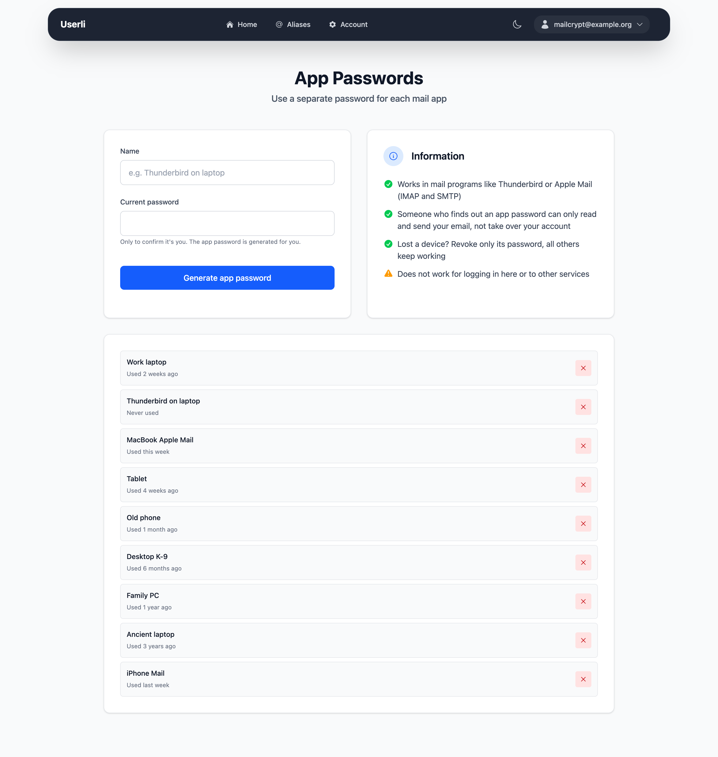 App passwords