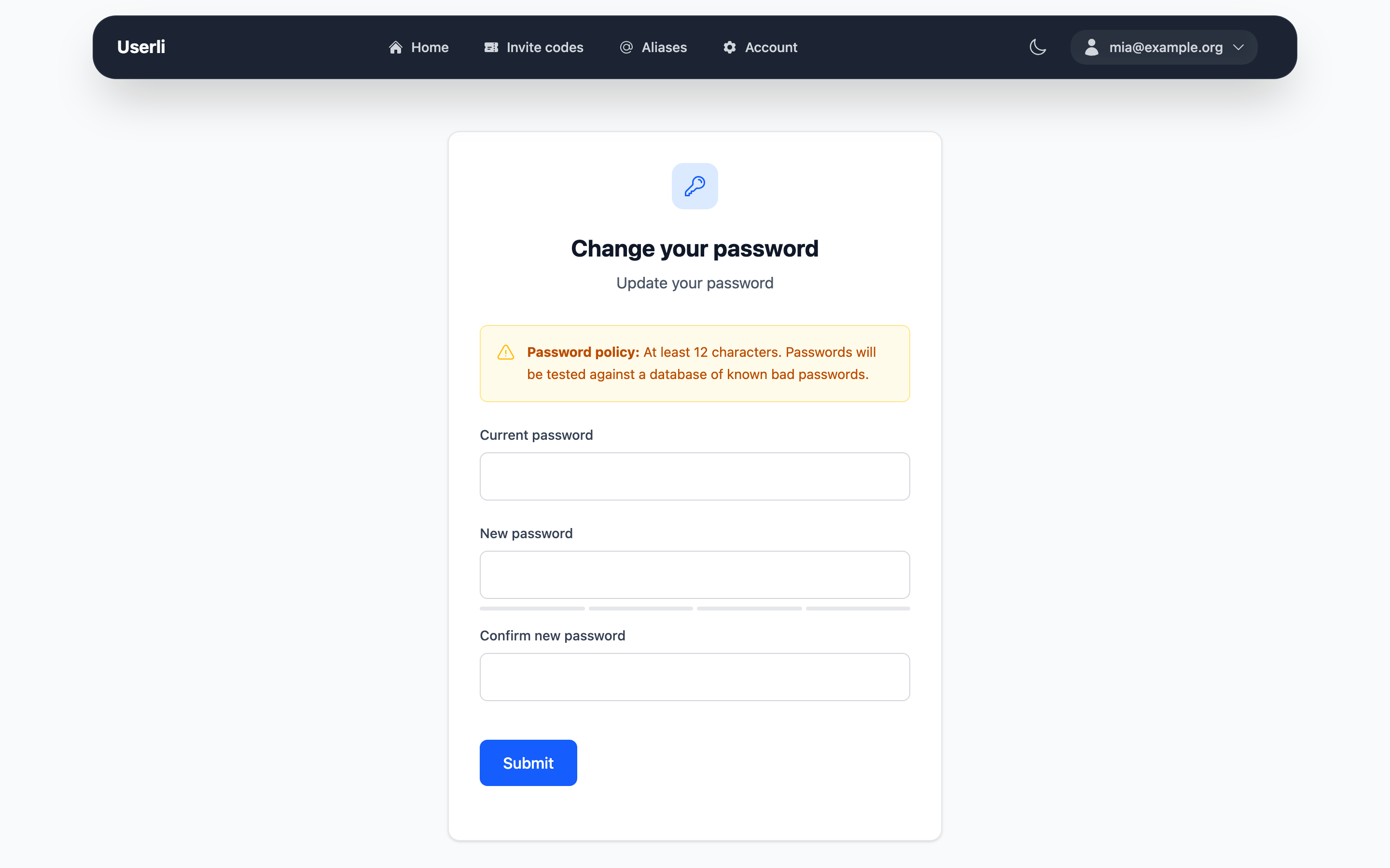 Change password